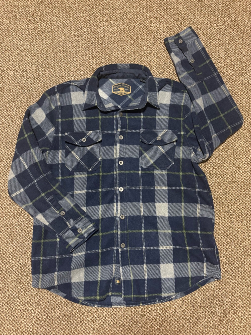 Dry Goods Men's Navy and Light Gray Plaid Button-Down Shirt